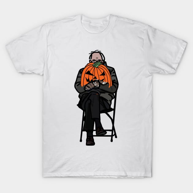 Bernie Sanders with Halloween Horror Pumpkin T-Shirt by ellenhenryart